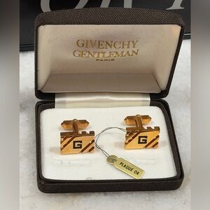 Just like new Givenchy Gold Plaque Cufflinks with storage box